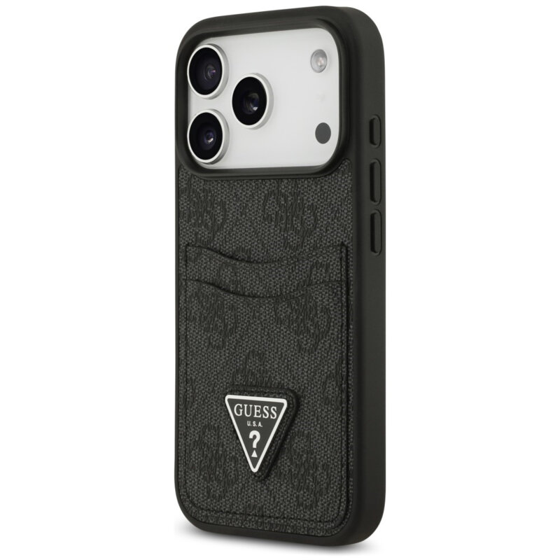 Husa originala Guess iPhone 18 Pro Max Hardcase 4G Double Card Triangle, negru, GUHCP18XP4TPK