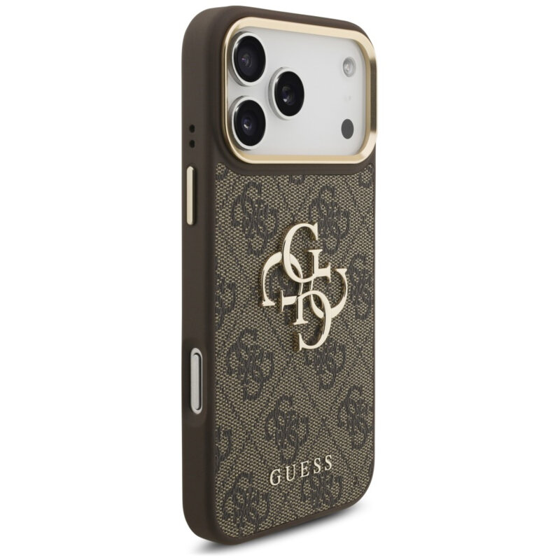 Husa originala Guess iPhone 18 Pro Big 4G Classic Logo & Big Strap Metal Buttons, maro, GUHCP18LP4G4BCSW