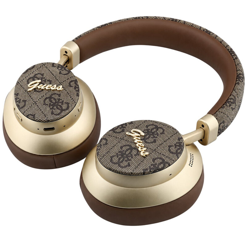 Casti Bluetooth Guess 4G Gold Script Metal, maro, GUBHP83P4CSCMW
