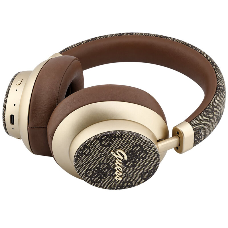Casti Bluetooth Guess 4G Gold Script Metal, maro, GUBHP83P4CSCMW