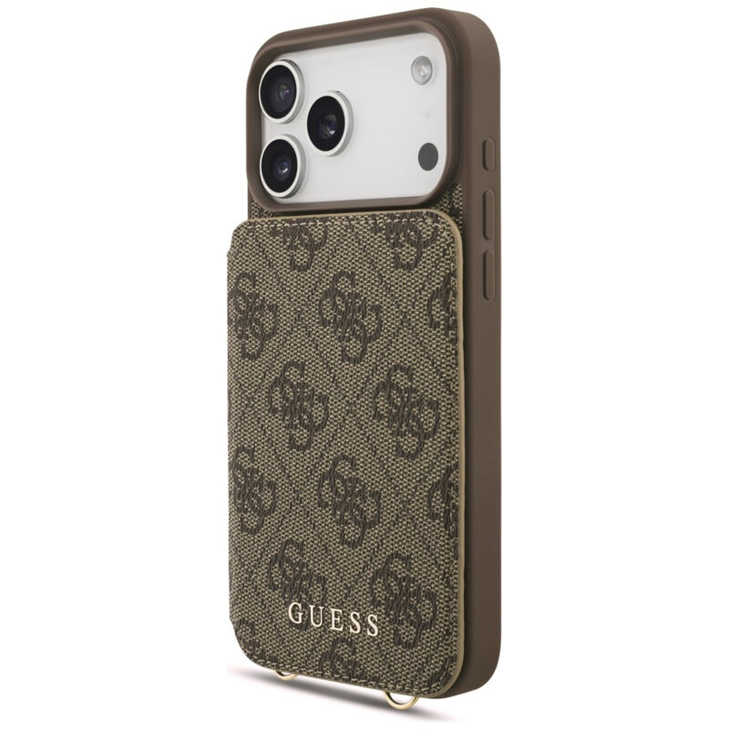 Husa originala Guess iPhone 18 Pro Max Hardcase 4G Crossbody Cardslot, maro, GUHCP18XCB4GB