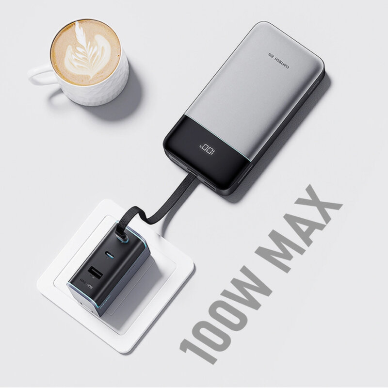 Baterie externa cu cablu Type-C 120W, 25000mAh Cuktech, gri, LPB252N