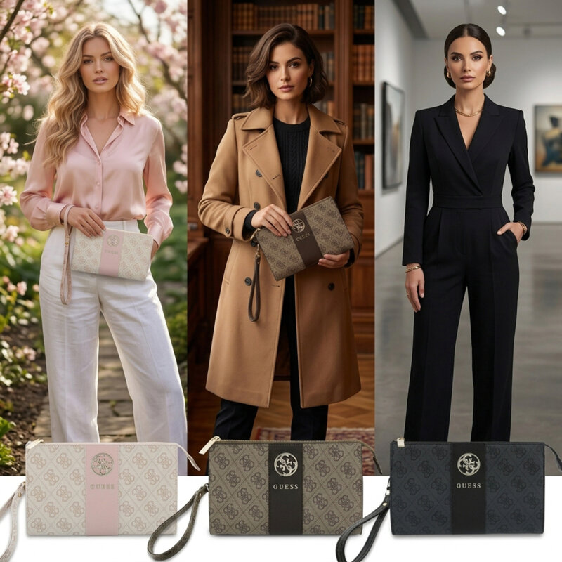 Geanta Guess telefon crossbody pentru femei, maro, GUWP6PG4S4RW