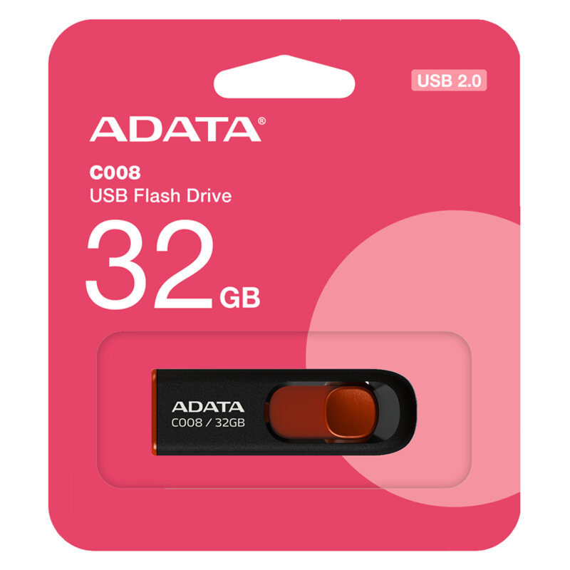Memorie externa 32GB Adata, USB 2.0, AC008-32G-RKD, nergu/rosu
