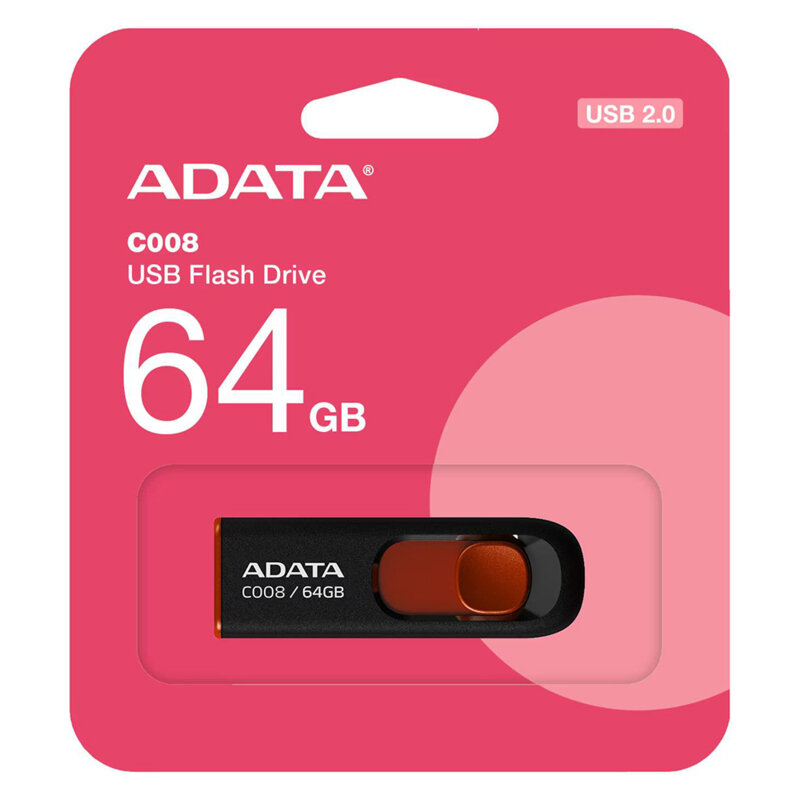 Memorie externa 64GB Adata, USB 2.0, AC008-64G-RKD, nergu/rosu