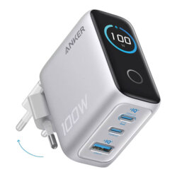 Incarcator de priza Fast Charge 100W Anker, USB, USB-C, argintiu