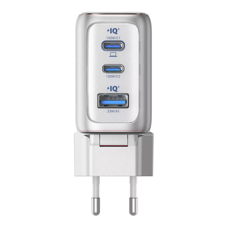 Incarcator de priza Fast Charge 100W Anker, USB, USB-C, argintiu