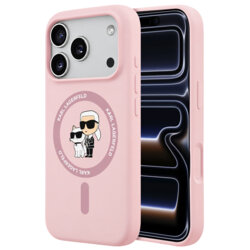 Husa Karl Lagerfeld iPhone 17 Pro Silicone KC Body Ring MagSafe, roz, KLHMP18LSCMKCRHP