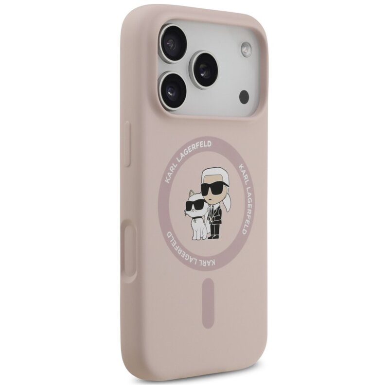 Husa Karl Lagerfeld iPhone 17 Pro Silicone KC Body Ring MagSafe, roz, KLHMP18LSCMKCRHP