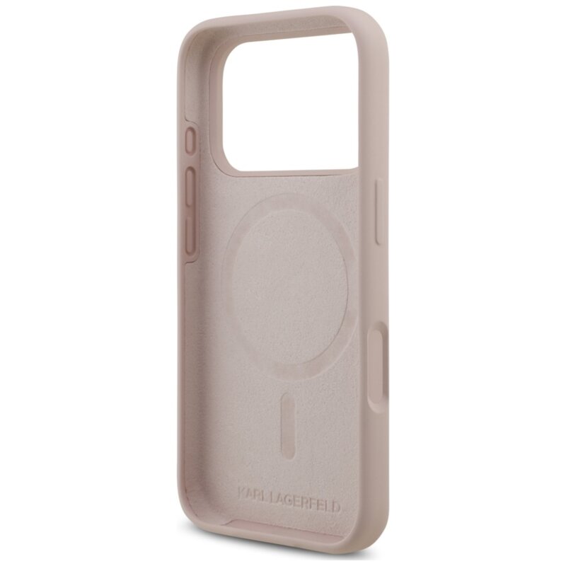 Husa Karl Lagerfeld iPhone 17 Pro Silicone KC Body Ring MagSafe, roz, KLHMP18LSCMKCRHP