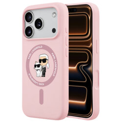 Husa Karl Lagerfeld iPhone 17 Pro Max Silicone KC Body Ring MagSafe, roz, KLHMP18XSCMKCRHP