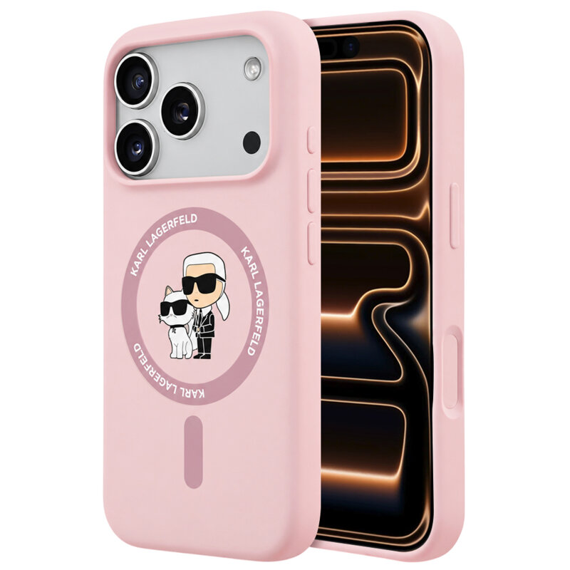 Husa Karl Lagerfeld iPhone 17 Pro Max Silicone KC Body Ring MagSafe, roz, KLHMP18XSCMKCRHP
