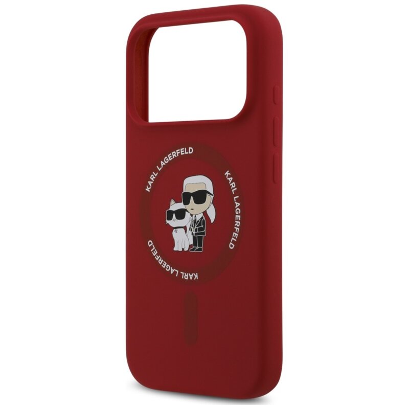 Husa Karl Lagerfeld iPhone 17 Pro Silicone KC Body Ring MagSafe, rosu, KLHMP18LSCMKCRHR