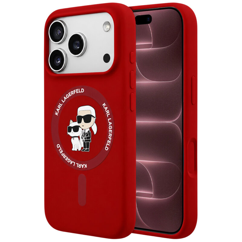Husa Karl Lagerfeld iPhone 18 Pro Max Silicone KC Body Ring MagSafe, rosu, KLHMP18XSCMKCRHR