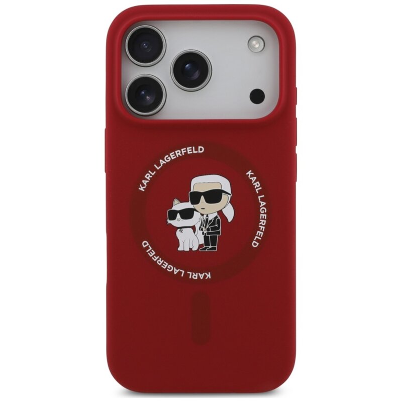 Husa Karl Lagerfeld iPhone 17 Pro Max Silicone KC Body Ring MagSafe, rosu, KLHMP18XSCMKCRHR