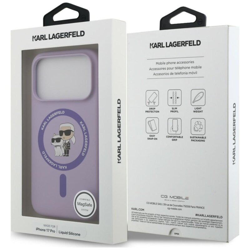 Husa Karl Lagerfeld iPhone 17 Pro Silicone KC Body Ring MagSafe, mov, KLHMP18LSCMKCRHU