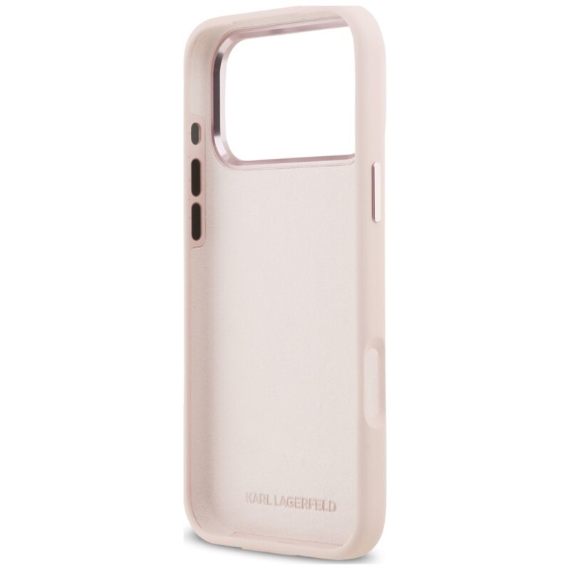 Husa Karl Lagerfeld iPhone 17 Pro Max Silicone Choupette Metal Pin, roz, KLHCP18XSMHCNPP