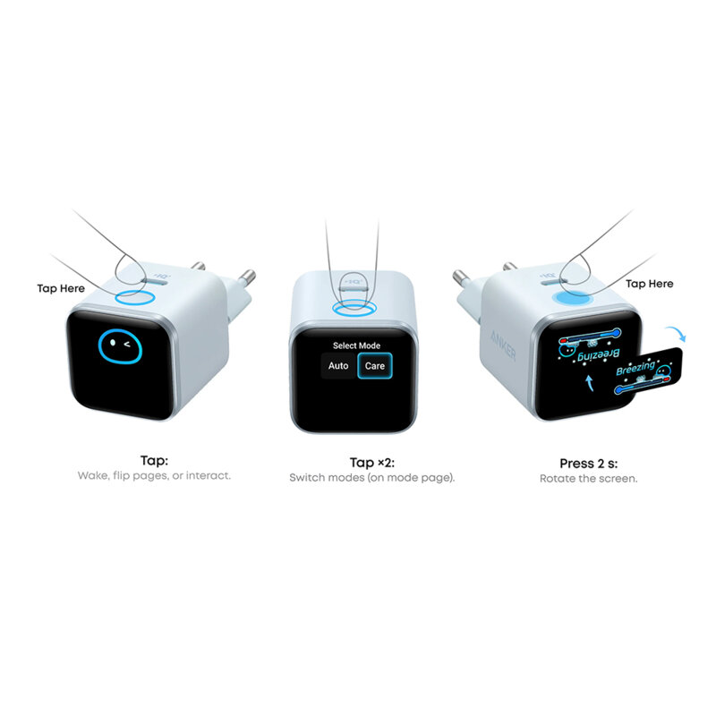Incarcator tip C cu afisaj color, 2 moduri, 45W Anker Nano, alb