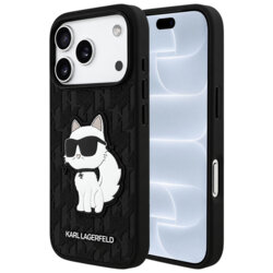 Husa originala iPhone 18 Pro Karl Lagerfeld Saffiano Mono Patch Choupette, negru, KLHCP18LSAKHPCK