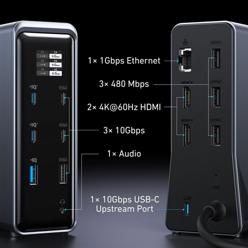 Docking Station, hub 14in1, 160W, 4K@60Hz Anker Prime 737, negru
