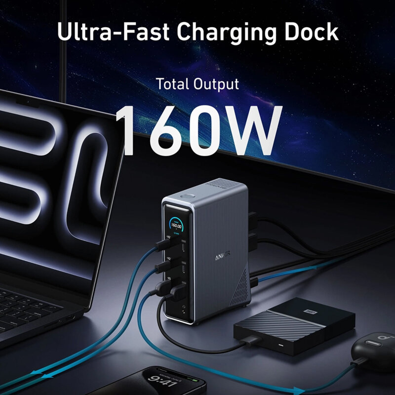 Docking Station, hub 14in1, 160W, 4K@60Hz Anker Prime 737, negru