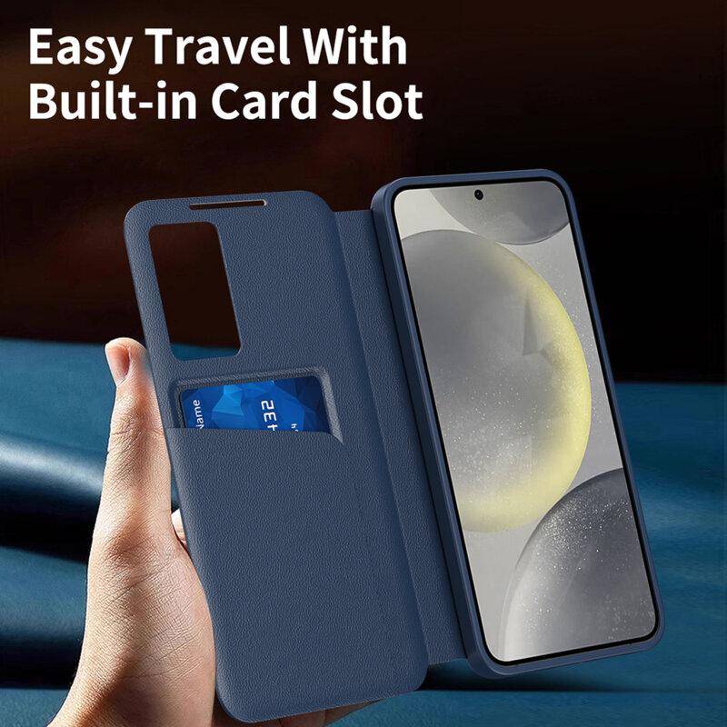 Husa tip carte Samsung Galaxy A18 4G SmartView Series, albastru