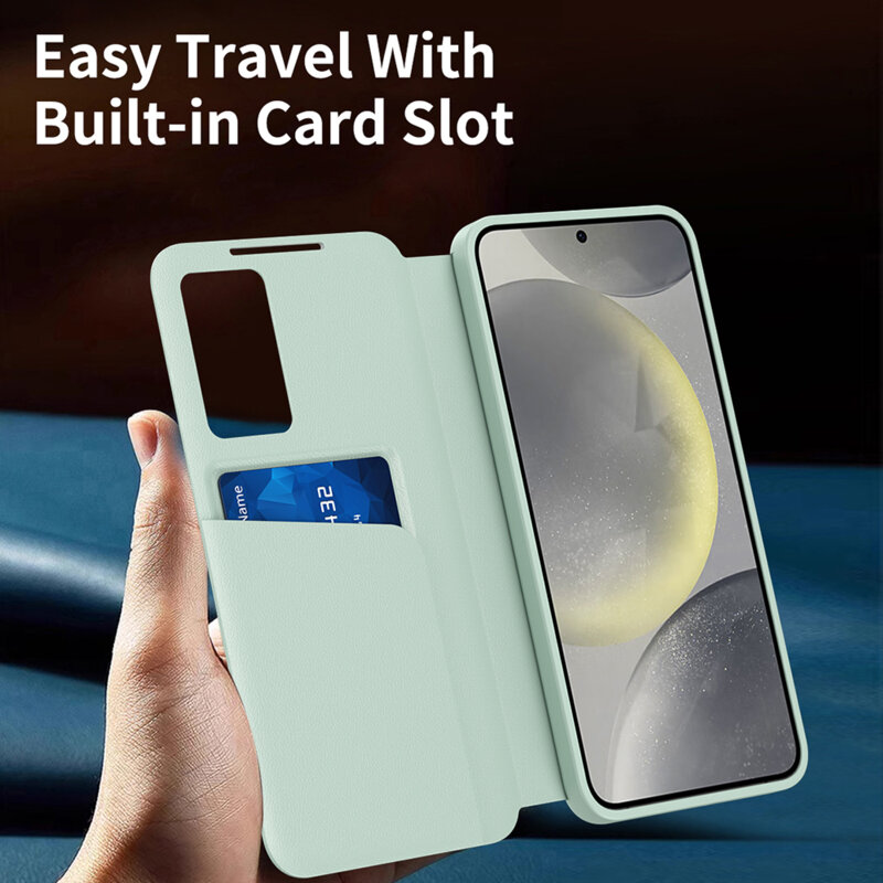 Husa tip carte Samsung Galaxy A18 4G SmartView Series, verde