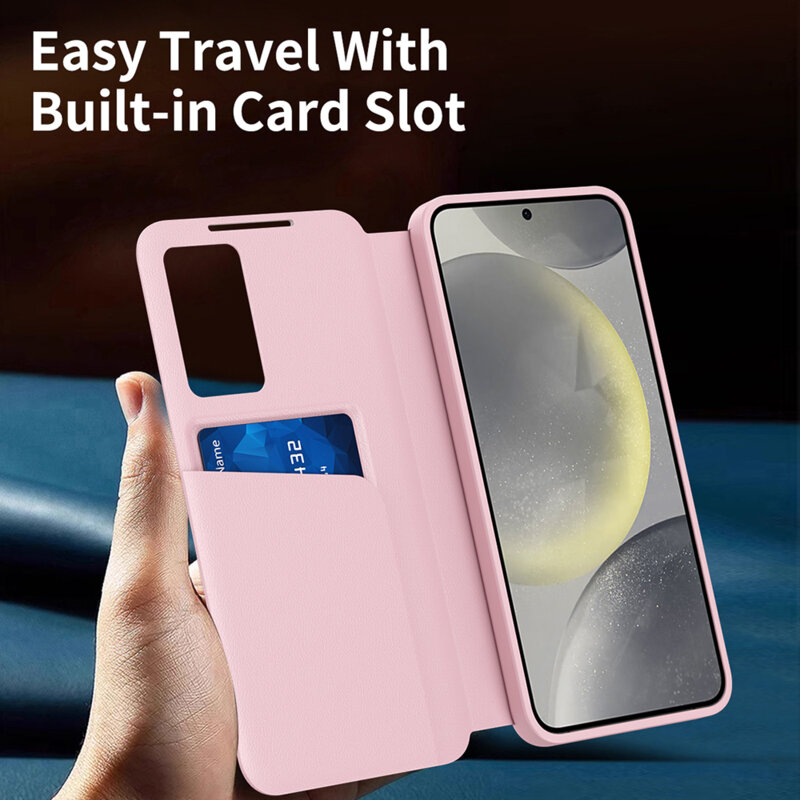 Husa tip carte Samsung Galaxy A18 4G SmartView Series, roz