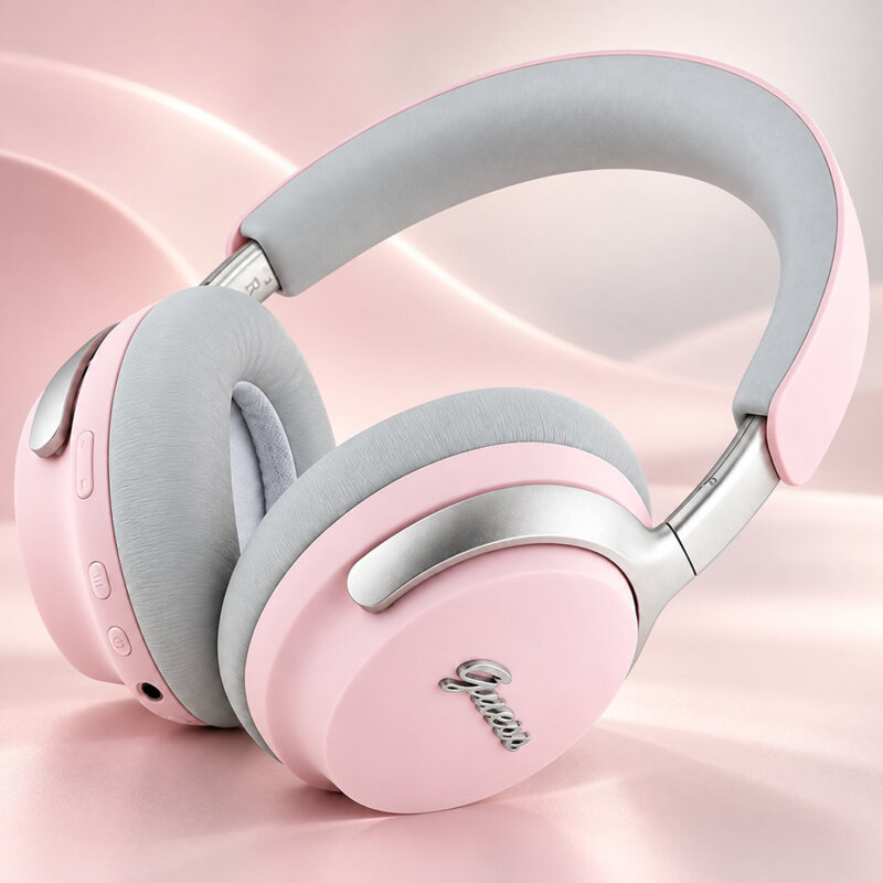 Casti Guess Bluetooth wireless ANC, IPX4, roz, GUBHC22PSBCSMP