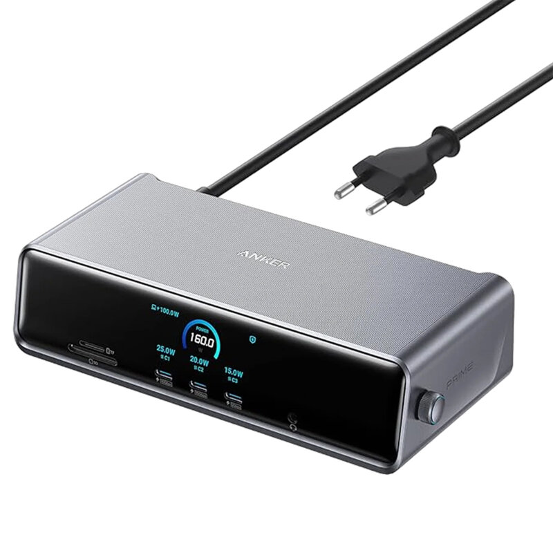 Hub DisplayLink 8K Fast Charge, 140W, 14in1 Anker Prime, gri