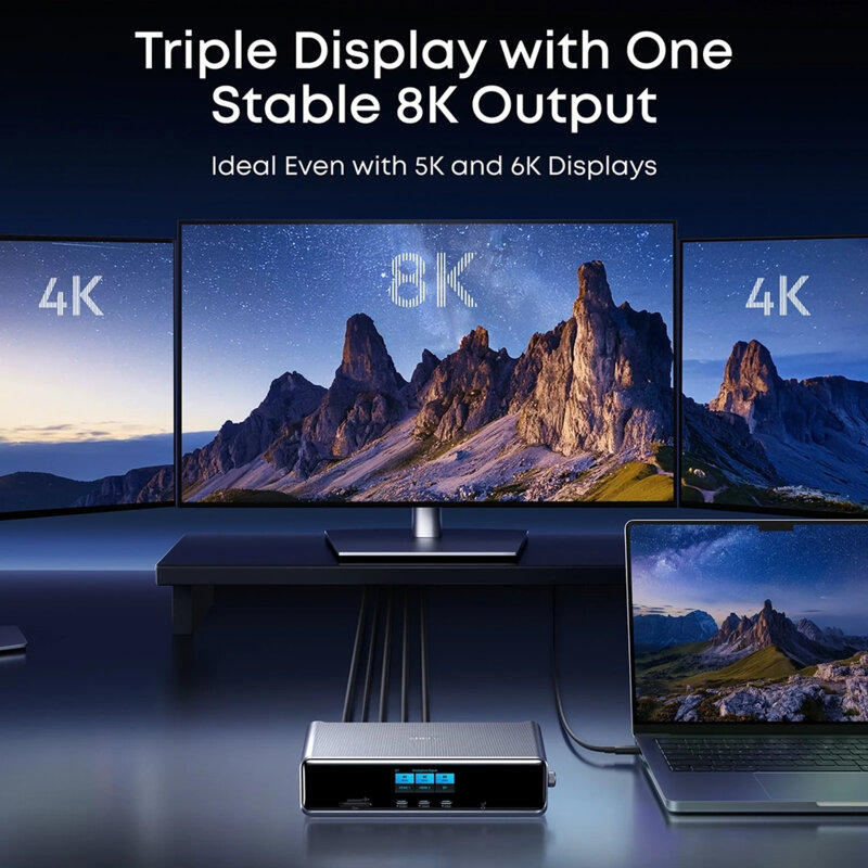 Hub DisplayLink 8K Fast Charge, 140W, 14in1 Anker Prime, gri