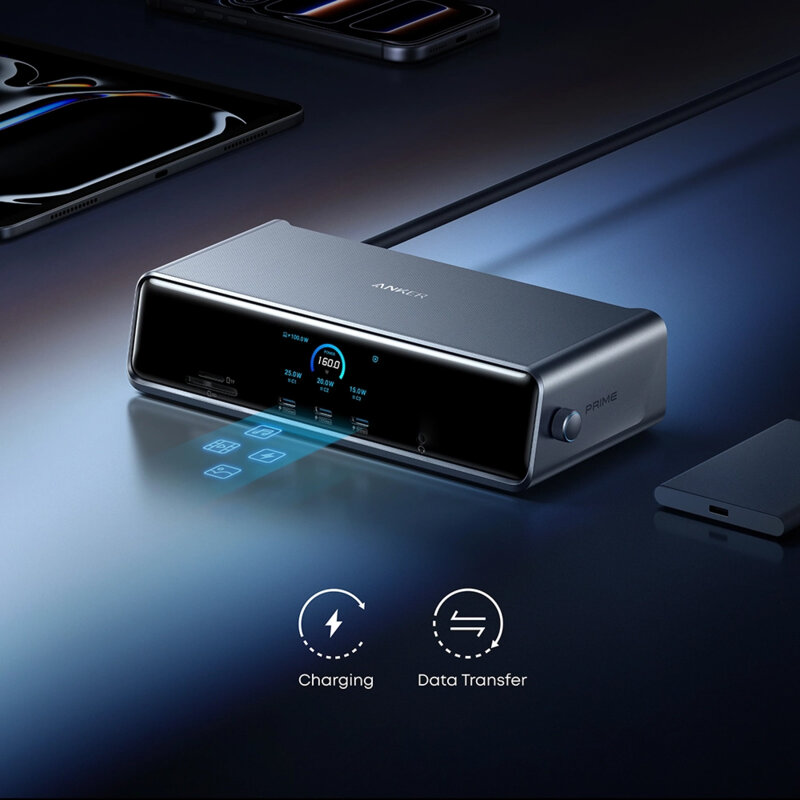 Hub DisplayLink 8K Fast Charge, 140W, 14in1 Anker Prime, gri
