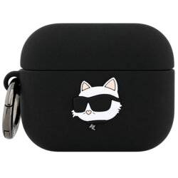 Husa Apple AirPods Pro 3 Karl Lagerfeld Silicone Choupette Head 3D, negru, KLAP3RUNCHK