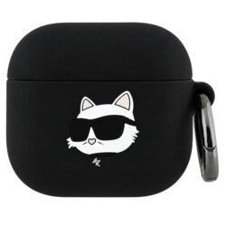 Husa Apple AirPods 4 Karl Lagerfeld Silicone Choupette Head 3D, negru, KLA4RUNCHK