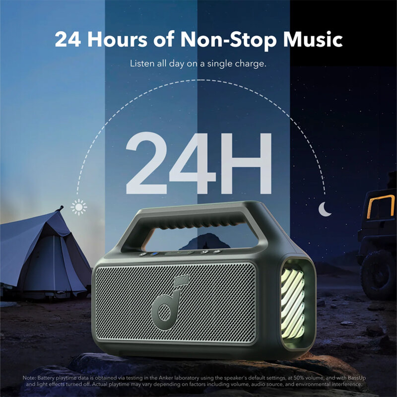 Boxa portabila Bluetooth Anker Boom 2, IPX7, lumini RGB, verde