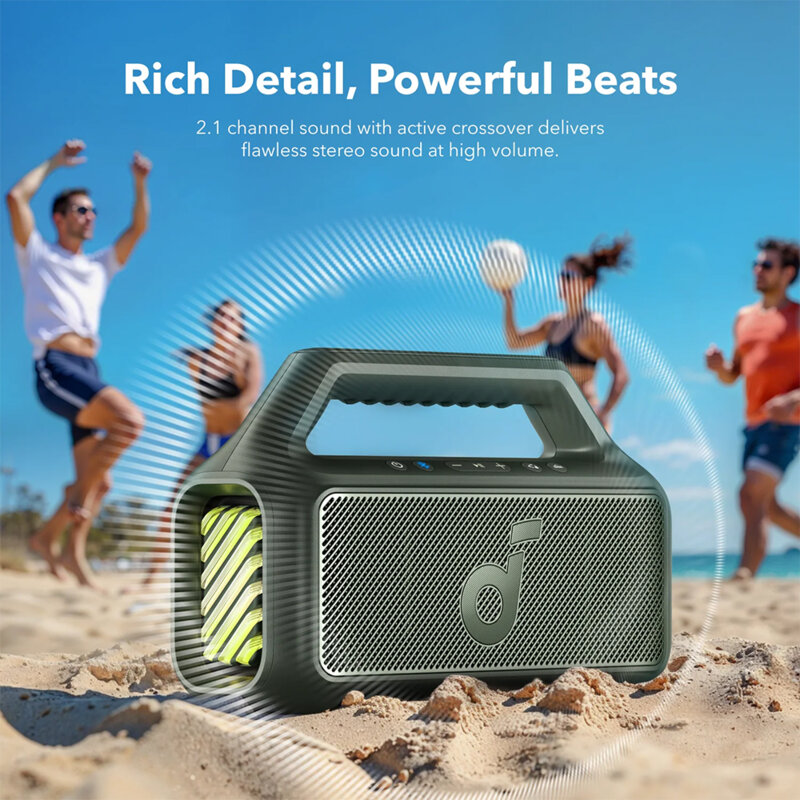 Boxa portabila Bluetooth Anker Boom 2, IPX7, lumini RGB, verde