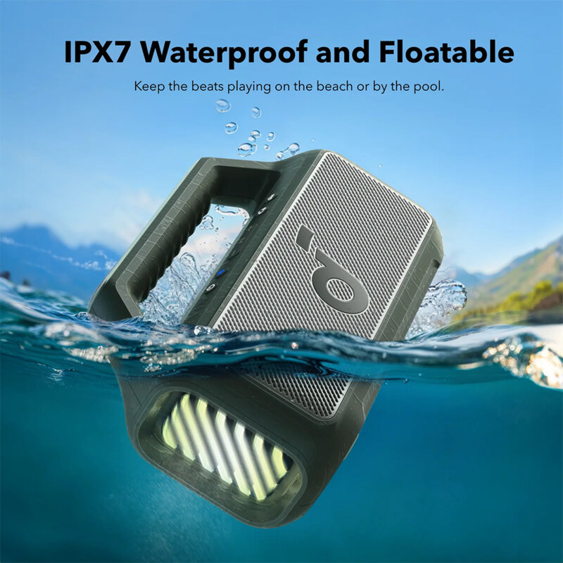 Boxa portabila Bluetooth Anker Boom 2, IPX7, lumini RGB, verde
