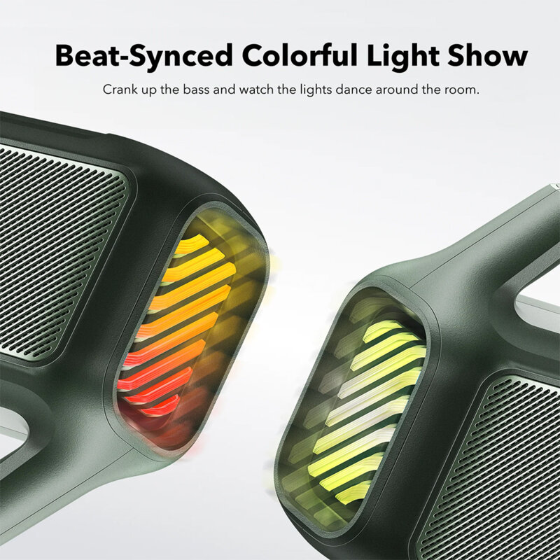 Boxa portabila Bluetooth Anker Boom 2, IPX7, lumini RGB, verde