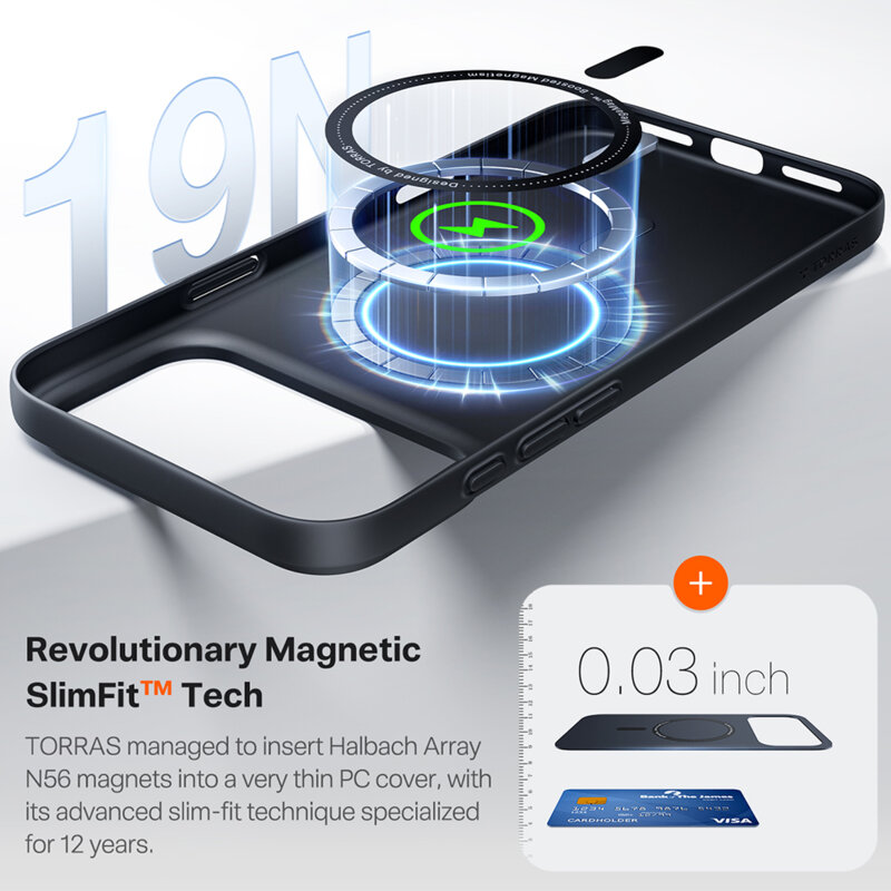 Husa iPhone 17 Pro Max Torras OriginFit-Mag Series, negru