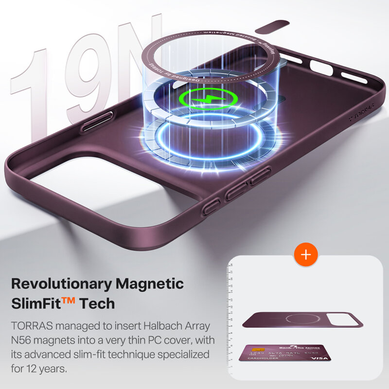 Husa iPhone 17 Pro Torras OriginFit-Mag Series, mov