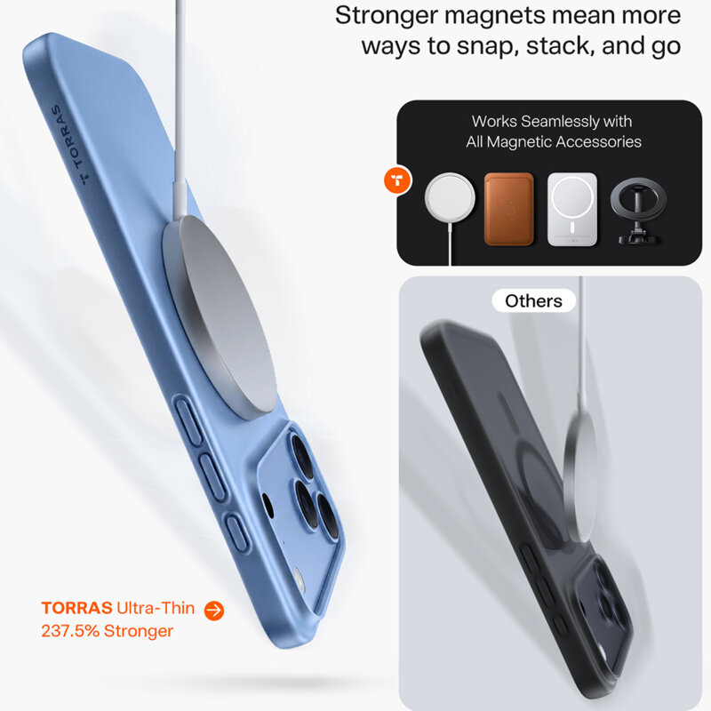 Husa iPhone 18 Pro Max Torras OriginFit-Mag Series, bleu