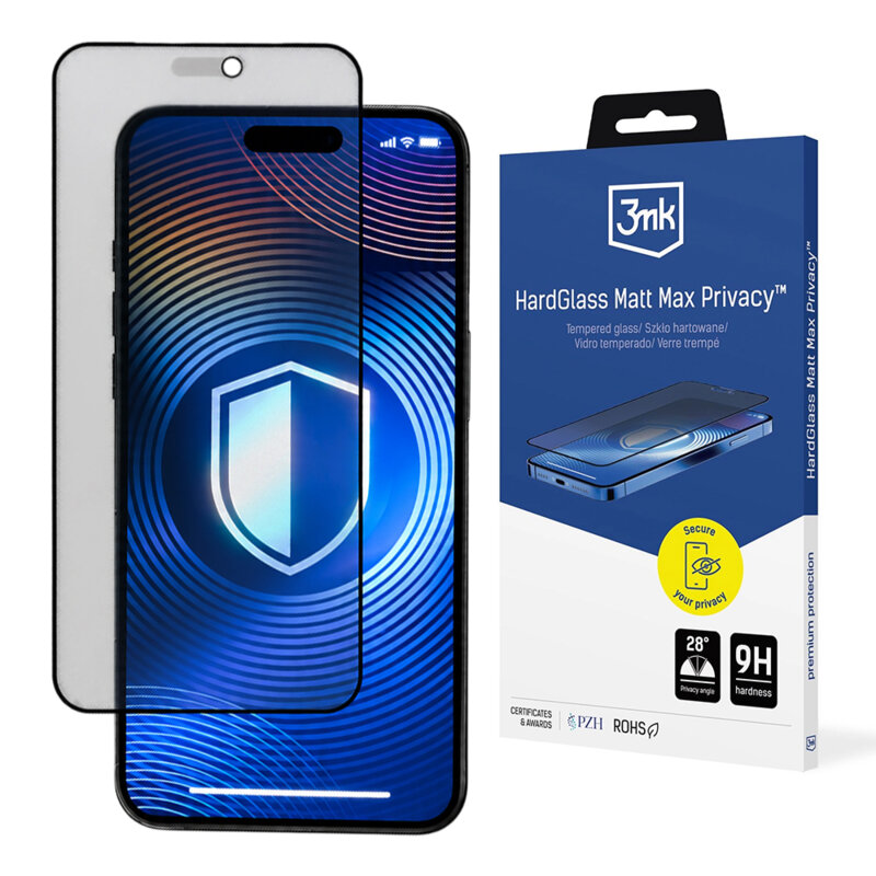 Folie sticla iPhone 17 Pro 3mk HardGlass Matt Max, privacy