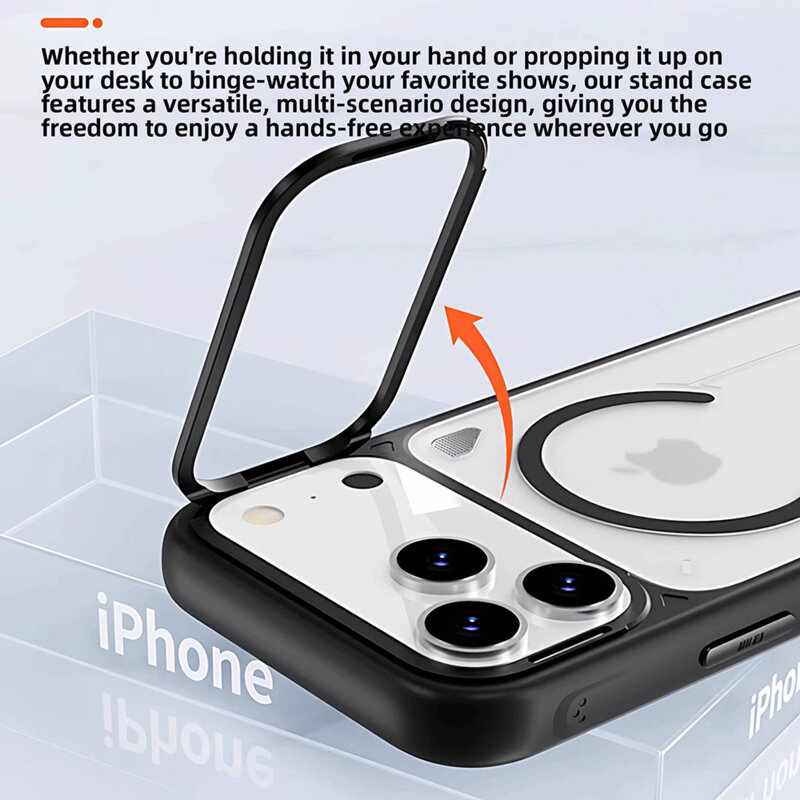 Husa iPhone 18 Pro Blueo Frosted Heat Dissipation Stand MagSafe, portocaliu