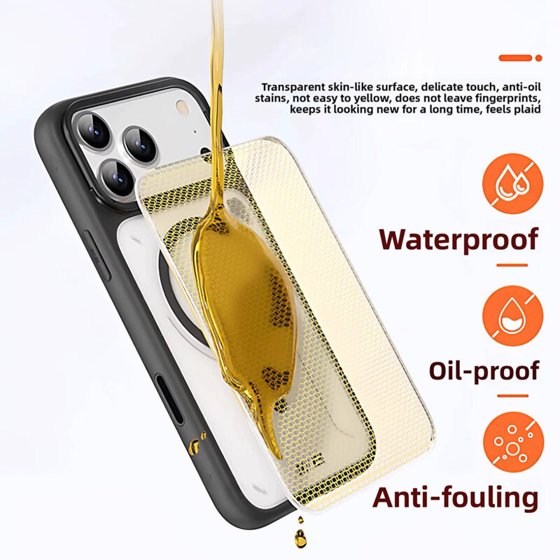 Husa iPhone 18 Pro Blueo Frosted Heat Dissipation Stand MagSafe, portocaliu