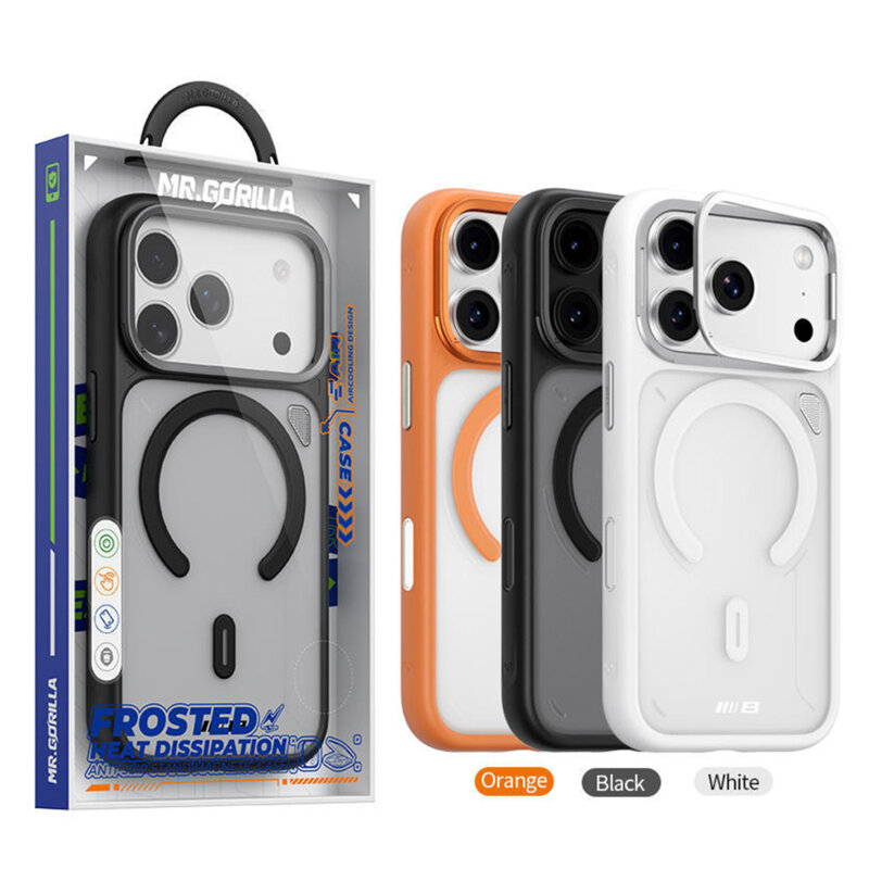 Husa iPhone 18 Pro Blueo Frosted Heat Dissipation Stand MagSafe, portocaliu