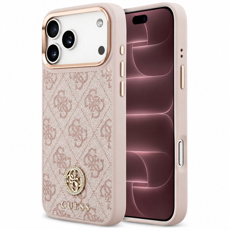 Husa originala Guess iPhone 18 Pro Max Hardcase 4G Strass Logo MagSafe, roz, GUHMP18XP4GRMDEP