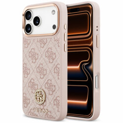Husa originala Guess iPhone 17 Pro Max Hardcase 4G Strass Logo MagSafe, roz, GUHMP18XP4GRMDEP