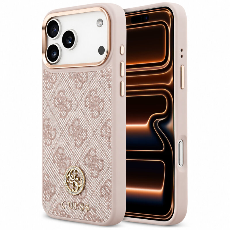 Husa originala Guess iPhone 17 Pro Max Hardcase 4G Strass Logo MagSafe, roz, GUHMP18XP4GRMDEP