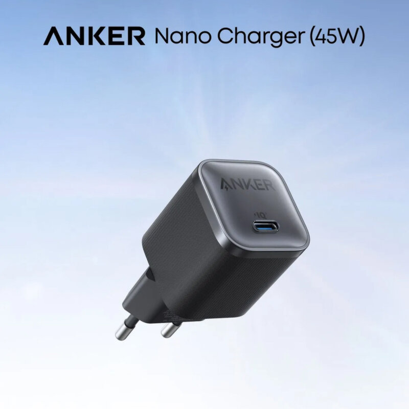 Incarcator de priza GaN, USB-C, 45W, Anker Nano, negru