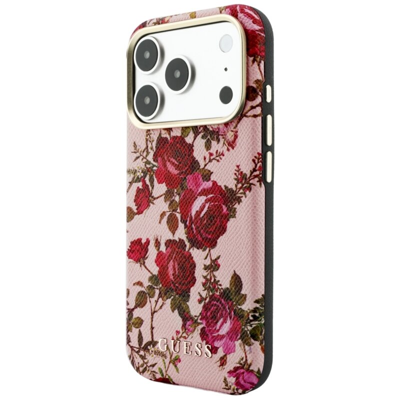 Husa originala Guess iPhone 17 Pro Blossom Roses Print MagSafe, roz, GUHMP18L6PWGTBEP